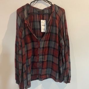 Zara Plaid Blouse Size: M